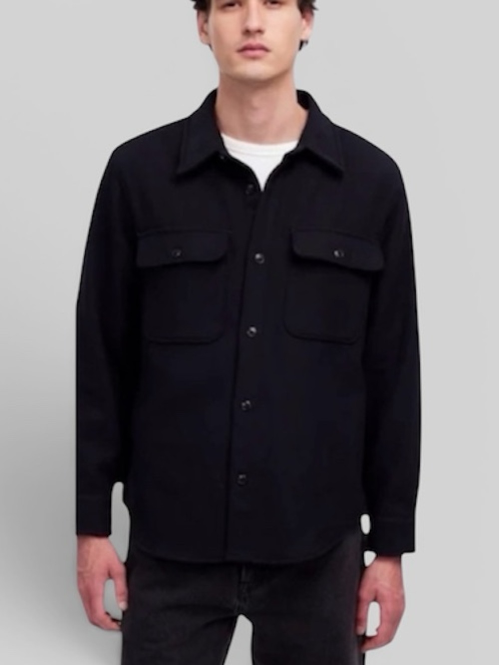 Madewell Brushed Easy-Fit Shirt Jacket Shacket Italian Fabric Black Medium